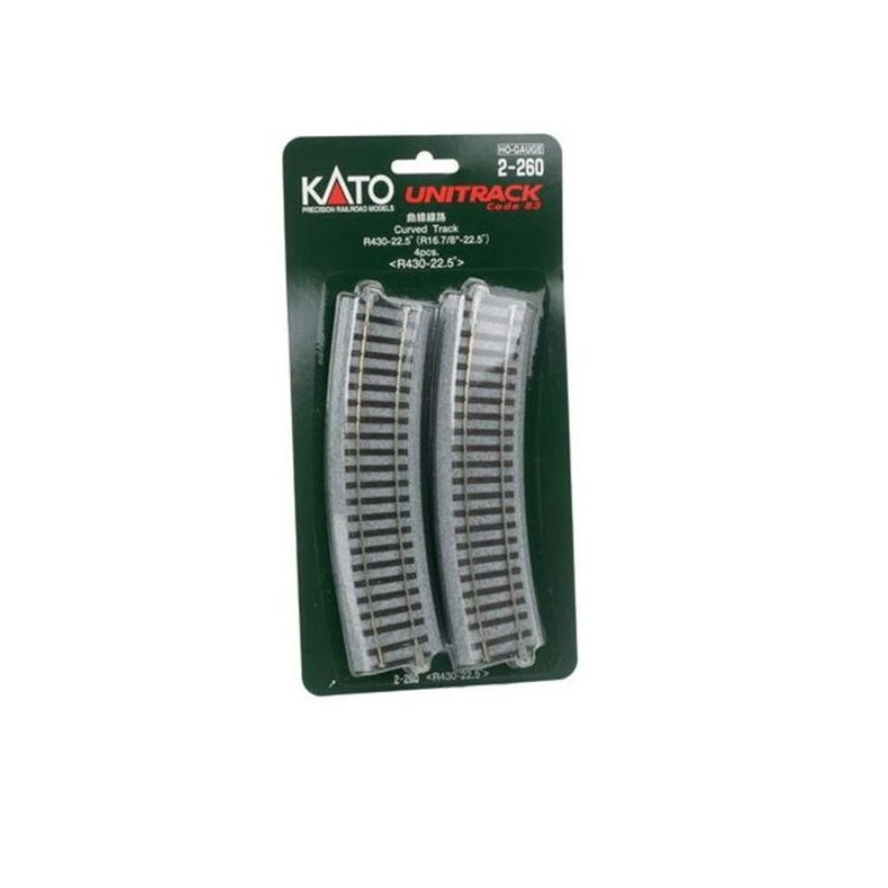 Kato 2-260 - Curve Track R16 7/8'' - 22.5 Degree 4 Pcs. - HO Scale