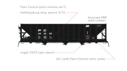 Arrowhead Models 1010-4 - Commitee Design Hopper Paint Scheme Set #C Penn Central (PC) 444399 - HO Scale