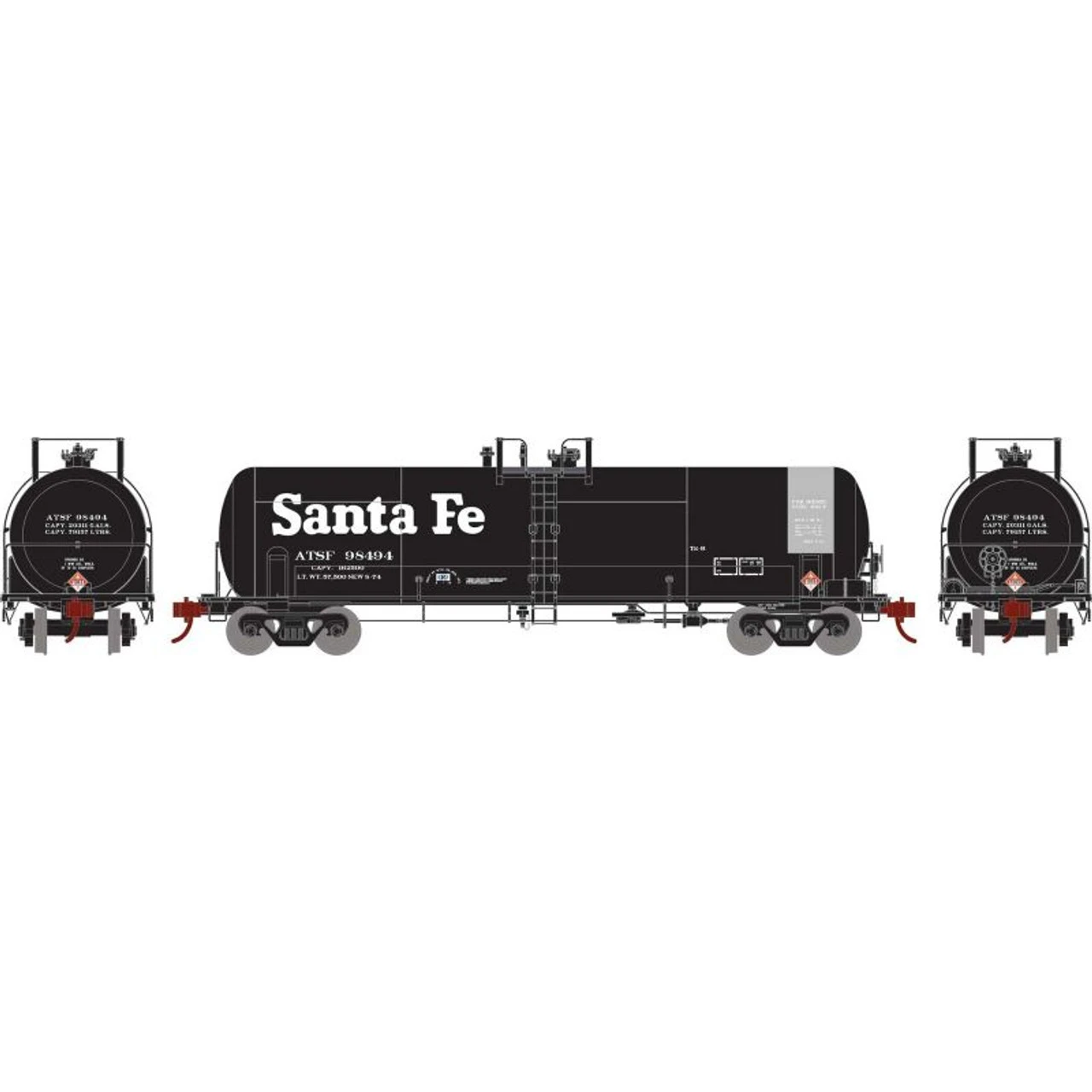 Athearn RTR 15946 - RTC 20,900 Gallon Tank Atchison, Topeka And Santa Fe (ATSF) 98494 - HO Scale