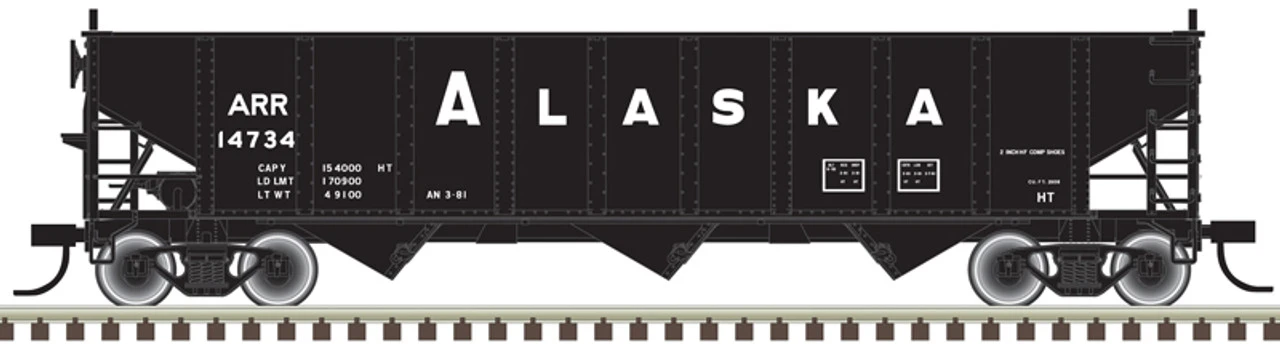 Atlas 20006914 - AAR 70 Ton 3-Bay Open Hopper Alaska Railroad (ARR) 14734 - HO Scale