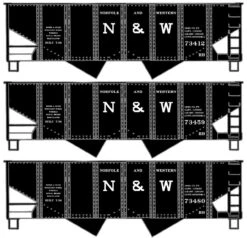 Accurail 8152 - USRA Twin Hopper Norfolk & Western (NW) 73412, 73459, 73480 - HO Scale Kit