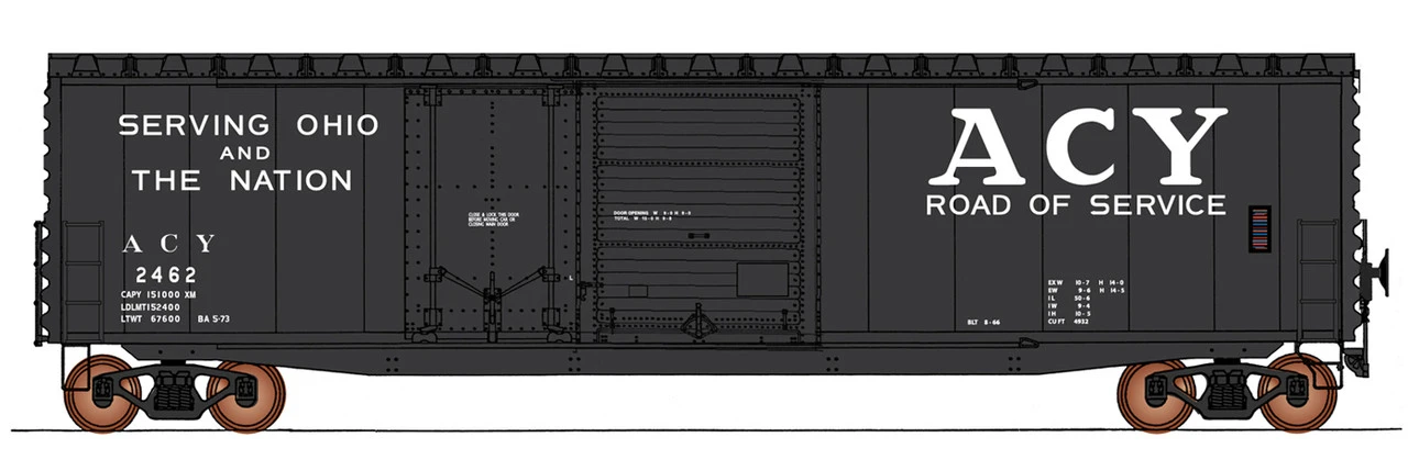 InterMountain 45632-06 - 50' PS-1 Double Door Boxcar Akron, Canton And Youngstown (ACY) 2487 - HO Scale