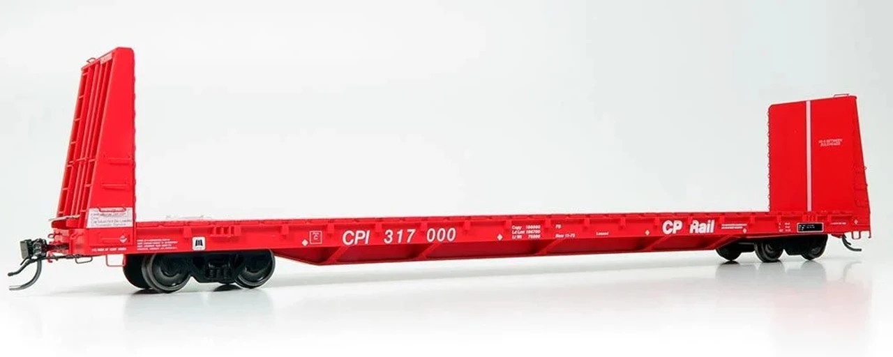 Rapido 147001A - Marine Industries 66' Bulkhead Flatcar Canadian Pacific Internationl (CPI) 317105 - HO Scale