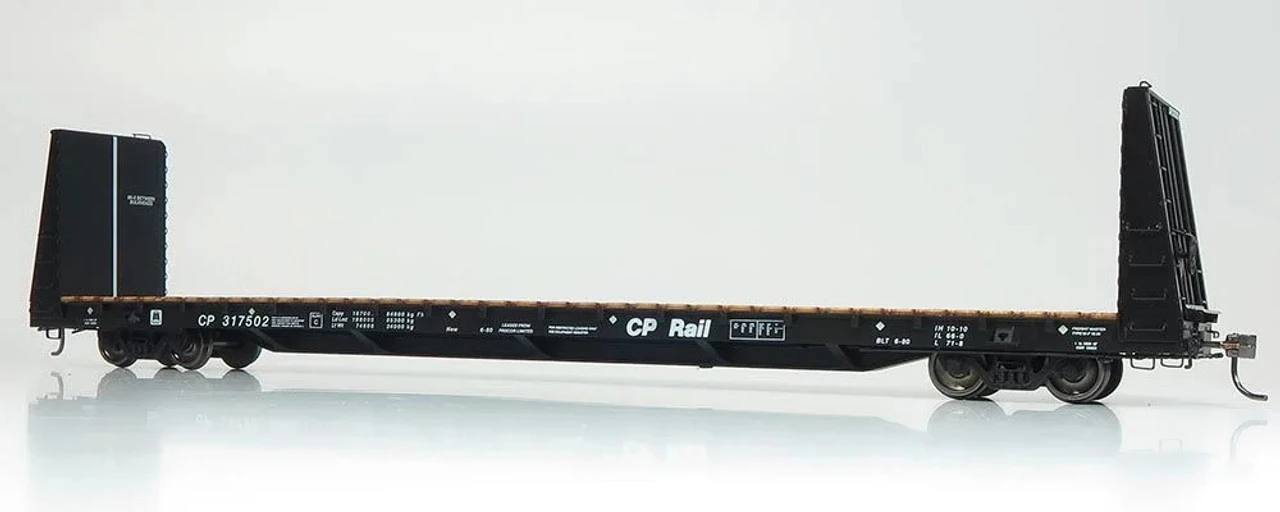 Rapido 147002A - Marine Industries 66' Bulkhead Flatcar Canadian Pacific (CP) 317483 - HO Scale