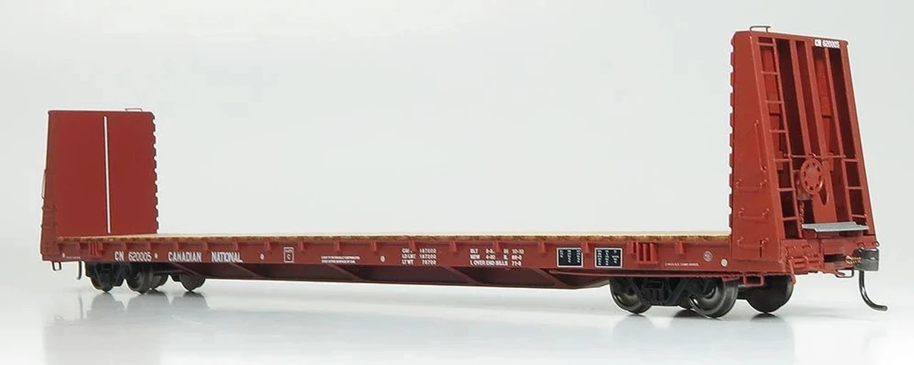 Rapido 147003A - Marine Industries 66' Bulkhead Flatcar Canadian National (CN) 620306 - HO Scale