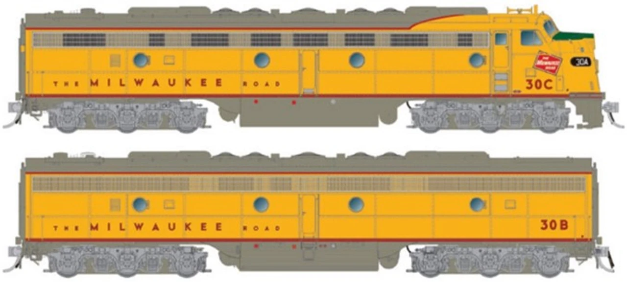 Rapido 28557 - EMD E8A, E8B W/ LokSound 5 Sound & DCC Milwaukee Road (MILW) 34A, 34B - HO Scale