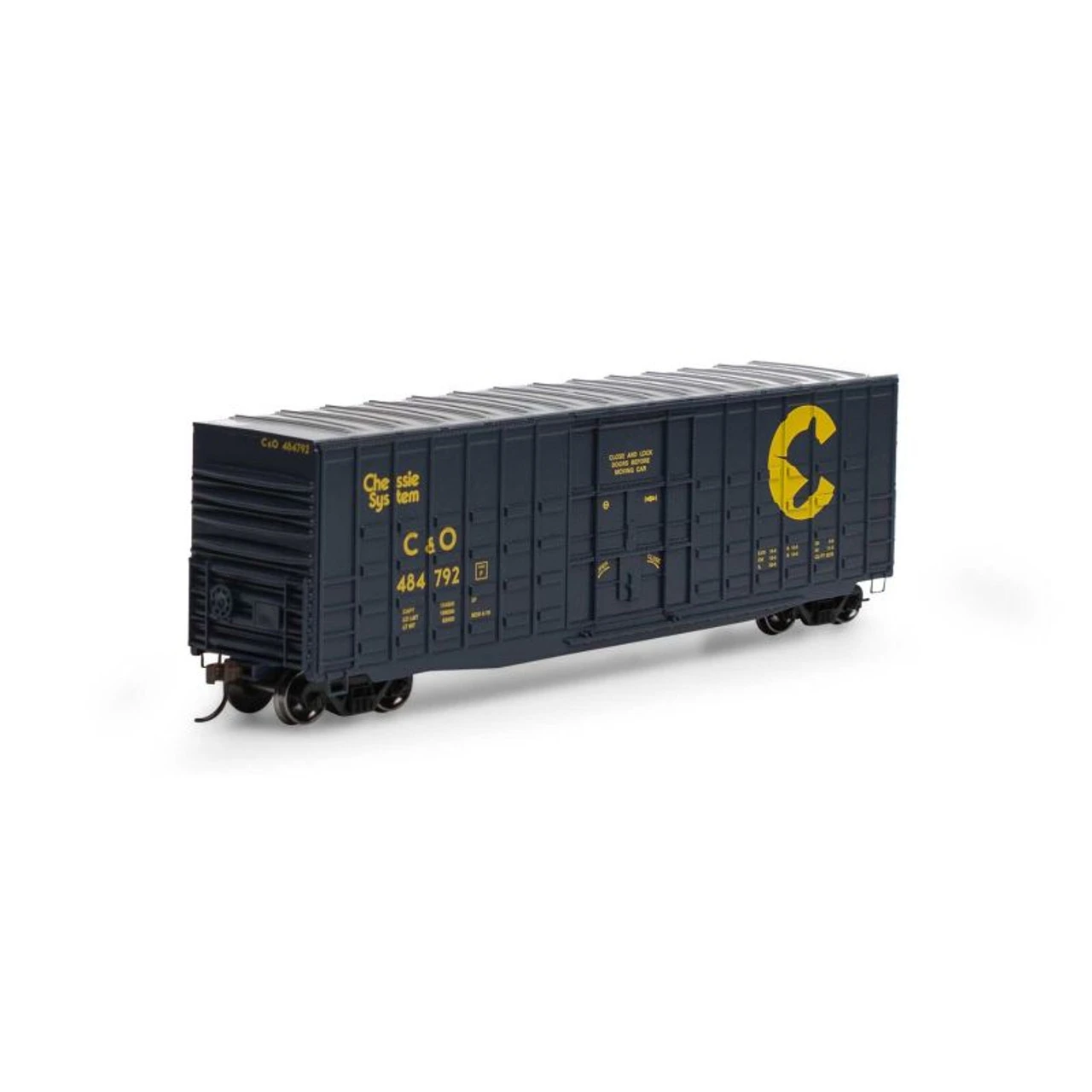 Athearn Roundhouse 88082 - 50' Waffle High Cube Plug Door Box Chessie (C&O) 484792 - HO Scale