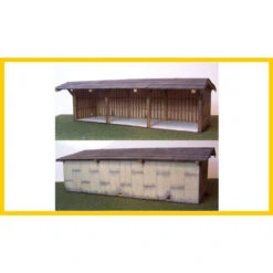 RslaserKits 2009 - 3 Bay Open Storage Shed - HO Scale Kit