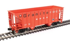 Walthers Mainline 910-56608 - 34' 100-Ton 2-Bay Hopper Granite Rock (GRCX) 1823 - HO Scale