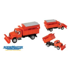 Walthers SceneMaster 949-11793 - Intl 4900 W/ Snow Plow/Spreader - Orange - HO Scale
